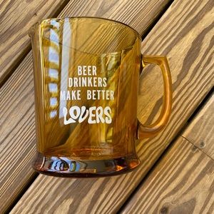 Retro 70s Amber Glass Beer Pitcher